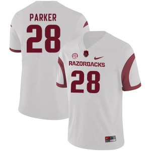 Men's Arkansas Razorbacks Andrew Parker #28 White NCAA Jerseys 655180-647