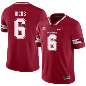 Mens Arkansas Razorbacks Ben Hicks #6 Cardinal Official Alternate Jerseys 347108-891