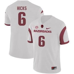Men's Arkansas Razorbacks Ben Hicks #6 White Embroidery Jerseys 557029-573