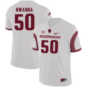 Men Arkansas Razorbacks Chibueze Nwanna #50 White Stitched Jerseys 557362-881