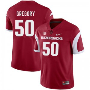 Men Arkansas Razorbacks Eric Gregory #50 NCAA Cardinal Jersey 480797-766