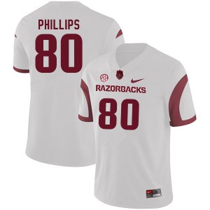 Men Arkansas Razorbacks Matthew Phillips #80 White NCAA Jersey 758168-419