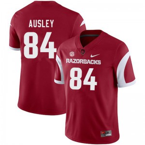 Mens Arkansas Razorbacks Peyton Ausley #84 Cardinal Embroidery Jersey 225156-732