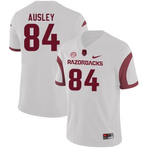 Mens Arkansas Razorbacks Peyton Ausley #84 White Official Jerseys 489468-357