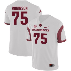 Men's Arkansas Razorbacks Silas Robinson #75 High School White Jerseys 432094-299