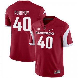 Mens Arkansas Razorbacks Trey Purifoy #40 NCAA Cardinal Jersey 326301-507