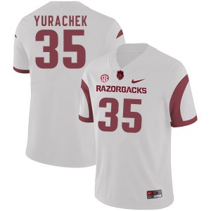 Mens Arkansas Razorbacks Jake Yurachek #35 White Stitch Jerseys 563709-183
