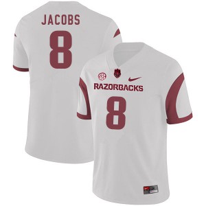 Men Arkansas Razorbacks Jerry Jacobs #8 Embroidery White Jerseys 780661-156