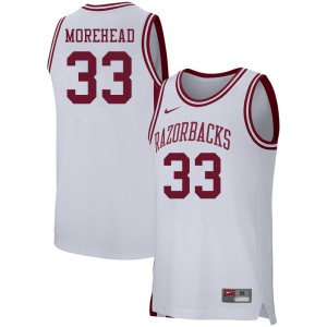 Men Arkansas Razorbacks Bryson Morehead #33 University White Jersey 598801-714