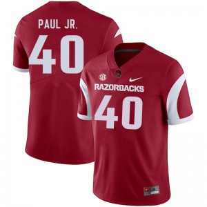 Men Arkansas Razorbacks Chris Paul Jr. #40 Cardinal Official Jersey 672513-795