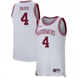 Men's Arkansas Razorbacks Davonte Davis #4 University White Jerseys 349499-253