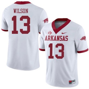 Men's Arkansas Razorbacks Jaedon Wilson #13 White Alternate Football Jerseys 796126-451