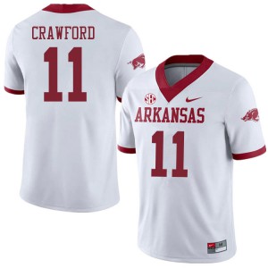 Men's Arkansas Razorbacks Jaquayln Crawford #11 Official White Alternate Jersey 711228-435