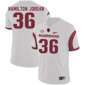 Mens Arkansas Razorbacks Jermaine Hamilton-Jordan #36 Stitch White Jersey 900218-455