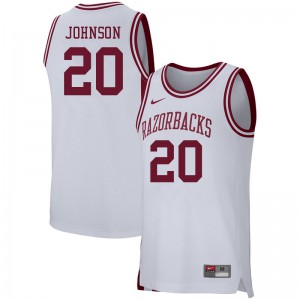 Men's Arkansas Razorbacks Kamani Johnson #20 White College Jerseys 550309-419