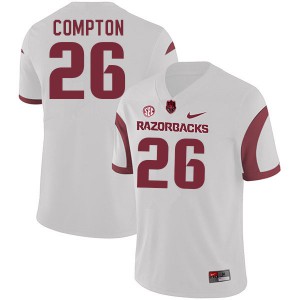 Mens Arkansas Razorbacks Kevin Compton #26 White Player Jersey 422357-455