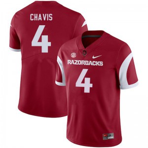 Mens Arkansas Razorbacks Malik Chavis #4 Cardinal Stitched Jersey 490985-382