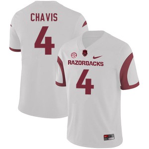 Mens Arkansas Razorbacks Malik Chavis #4 White Football Jerseys 700668-745