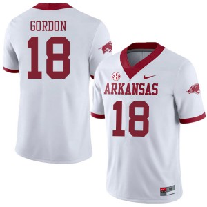 Men's Arkansas Razorbacks Trent Gordon #18 Alternate Player White Jerseys 886751-243