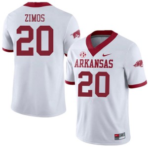 Men Arkansas Razorbacks Zach Zimos #20 White Alternate Alumni Jerseys 432458-772