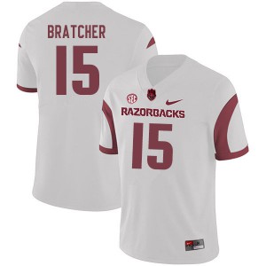 Mens Arkansas Razorbacks Braden Bratcher #15 White College Jerseys 310872-201