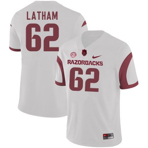 Men Arkansas Razorbacks Brady Latham #62 White Stitched Jersey 953519-321