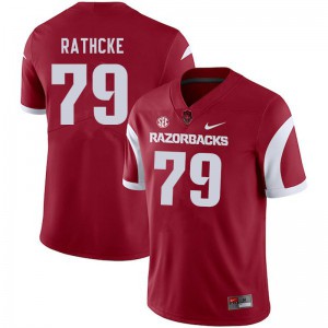 Mens Arkansas Razorbacks Dylan Rathcke #79 Stitched Cardinal Jerseys 409167-511