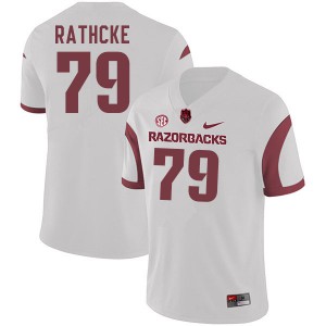Men's Arkansas Razorbacks Dylan Rathcke #79 White Official Jerseys 422948-421