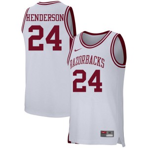 Men Arkansas Razorbacks Ethan Henderson #24 White Basketball Jerseys 699197-917
