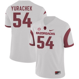 Mens Arkansas Razorbacks Jake Yurachek #54 Stitch White Jerseys 406358-306