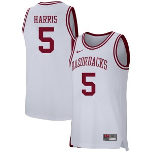 Men Arkansas Razorbacks Jalen Harris #5 White Official Jersey 753296-366