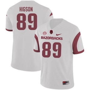 Men Arkansas Razorbacks Jonas Higson #89 White Stitched Jerseys 853480-568
