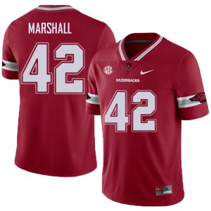 Mens Arkansas Razorbacks Jonathan Marshall #42 Football Alternate Cardinal Jerseys 354288-699
