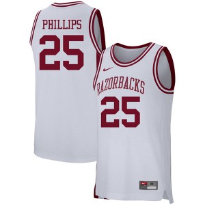 Mens Arkansas Razorbacks Jordan Phillips #25 White Basketball Jerseys 943005-766
