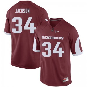 Men's Arkansas Razorbacks Kendrick Jackson #34 Cardinal Stitched Jersey 370762-906