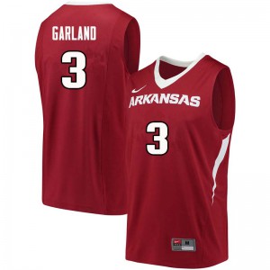Men's Arkansas Razorbacks Khalil Garland #3 Cardinal NCAA Jerseys 746063-701