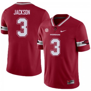 Mens Arkansas Razorbacks Koilan Jackson #3 Alternate Stitched Cardinal Jerseys 489828-538