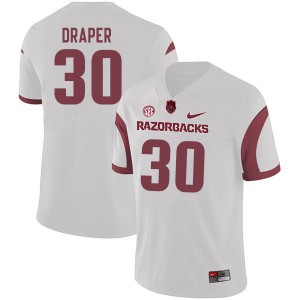 Men Arkansas Razorbacks Levi Draper #30 NCAA White Jersey 181047-890