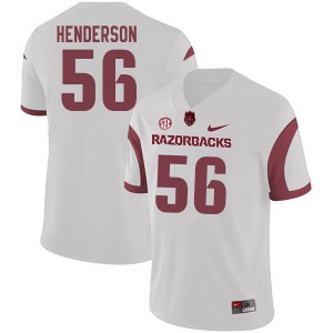 Mens Arkansas Razorbacks Marcus Henderson #56 White College Jerseys 325319-559
