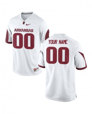 Men's Arkansas Razorbacks Custom #00 White Football Jerseys 397901-653