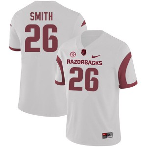 Men's Arkansas Razorbacks Micahh Smith #26 White Stitched Jersey 321299-226