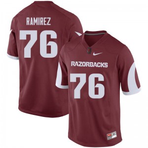 Men's Arkansas Razorbacks Paul Ramirez #76 Cardinal Stitch Jersey 355757-231