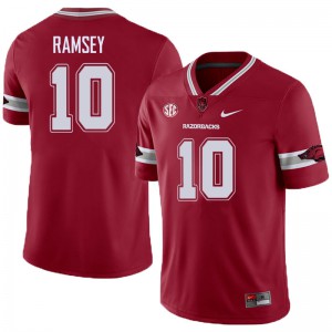 Mens Arkansas Razorbacks Randy Ramsey #10 Cardinal Alternate High School Jerseys 347168-553