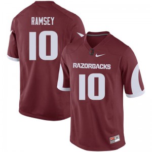 Mens Arkansas Razorbacks Randy Ramsey #10 Cardinal Stitch Jerseys 270735-687