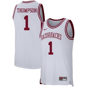 Mens Arkansas Razorbacks Trey Thompson #1 University White Jerseys 703308-146