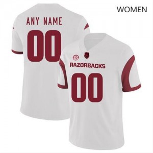 Women Arkansas Razorbacks Custom #00 White Limited Player Jerseys 440459-481