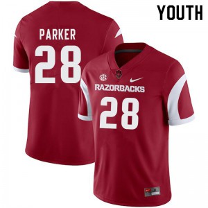 Youth Arkansas Razorbacks Andrew Parker #28 Cardinal Player Jerseys 176614-106