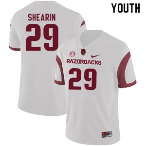 Youth Arkansas Razorbacks Asa Shearin #29 White Stitch Jerseys 696700-550