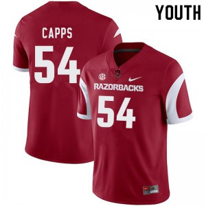 Youth Arkansas Razorbacks Austin Capps #54 Cardinal Stitched Jersey 541810-763