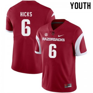 Youth Arkansas Razorbacks Ben Hicks #6 Cardinal Player Jersey 554972-236